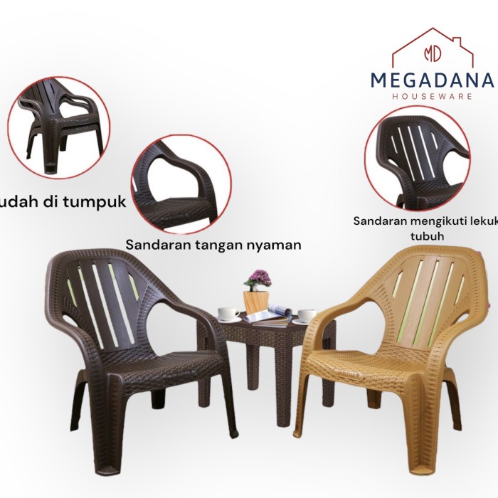 Terlaris [Md] Kursi Plastik Santai Motif Rotan/ Kursi Teras/ Kursi Santai Teras