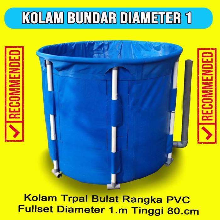 Hw631 Terpal Kolam Ikan Bulat Bundar Rangka Pipa Pvc Fullset Diameter