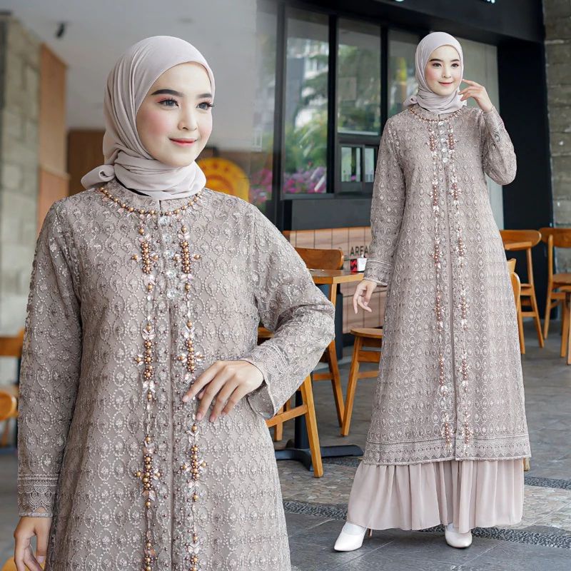 ( COD ) FREE HIJAB Dress Premium Outer Lepas Pasang // Gamis Baby Doll // Outer Payet Bisa Lepas Pas