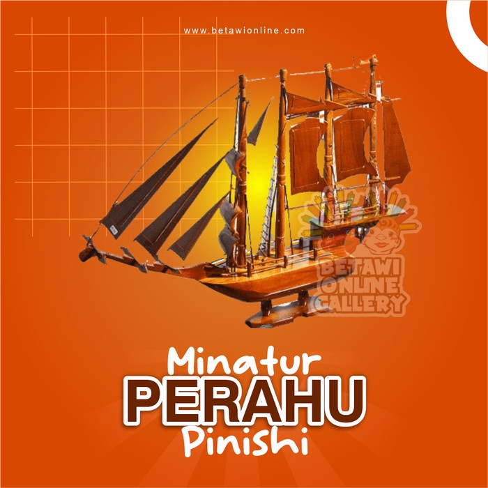 Miniatur Perahu Pinishi Kayu Jati Besar Ready