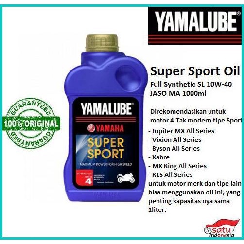 Oli mesin Yamalube Super Sport Oil Full Synthetic SL 10W-40 MA 1ltr 20JVLZ3 perkakas