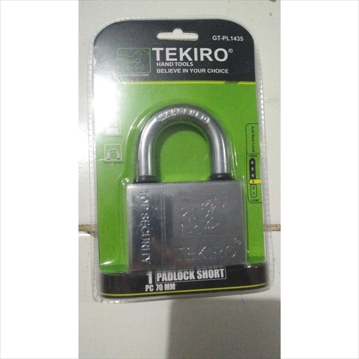 Gembok Toko Rumah Pendek Padlock Short 70 mm Original Tekiro GT-PL1435 terbaik