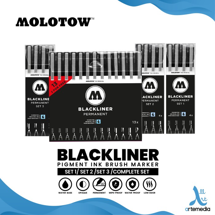 

Promo Drawing Pen Molotow Blackliner Set Pigment Ink Pulpen Gambar Manga