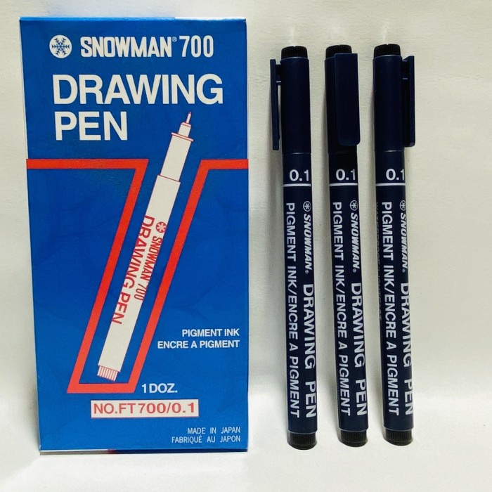 

Promo Drawing Pen Snowman 0.1 No.Ft 700 ( Hitam ) / 1 Box Isi 12 Pcs