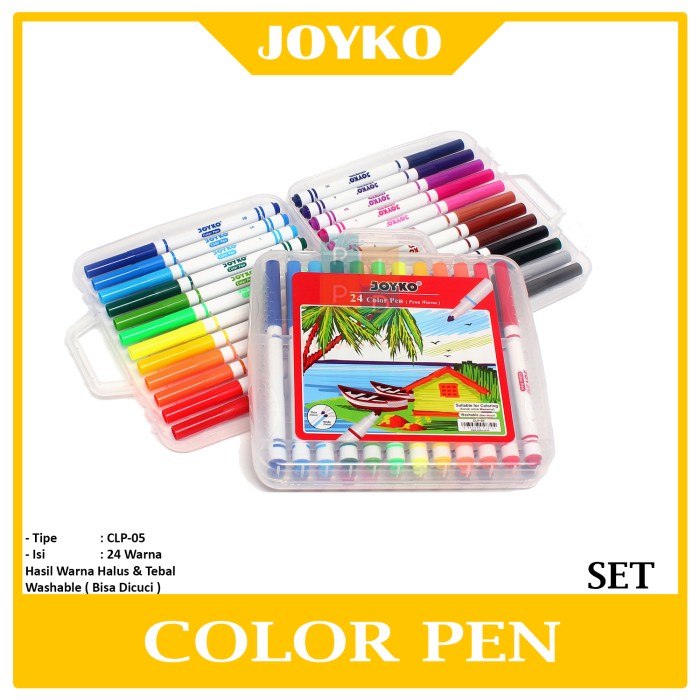 

Joyko - Color Pen Pulpen Warnaclp-05 24 Warna Colors - Set Terbaru