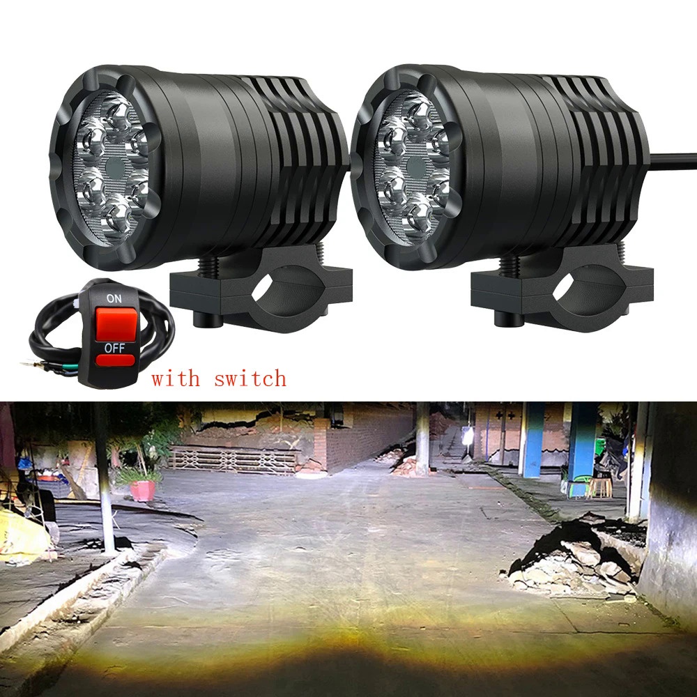 ❤Motorcycle LED Light Motorbike External Spotlight Auxiliary Headlight Spotlight Waterproof Bulb For