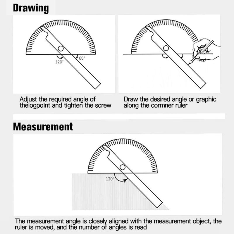 

180 Derajat Busur Derajat Stainless Protactor Alat Ukur Sudut 100Mm Protractor Ggaris Jangka Busur
