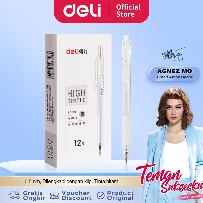 

Deli Gel Pen Pulpen Gel Retractable Tinta Hitam 0.5mm A057B-01