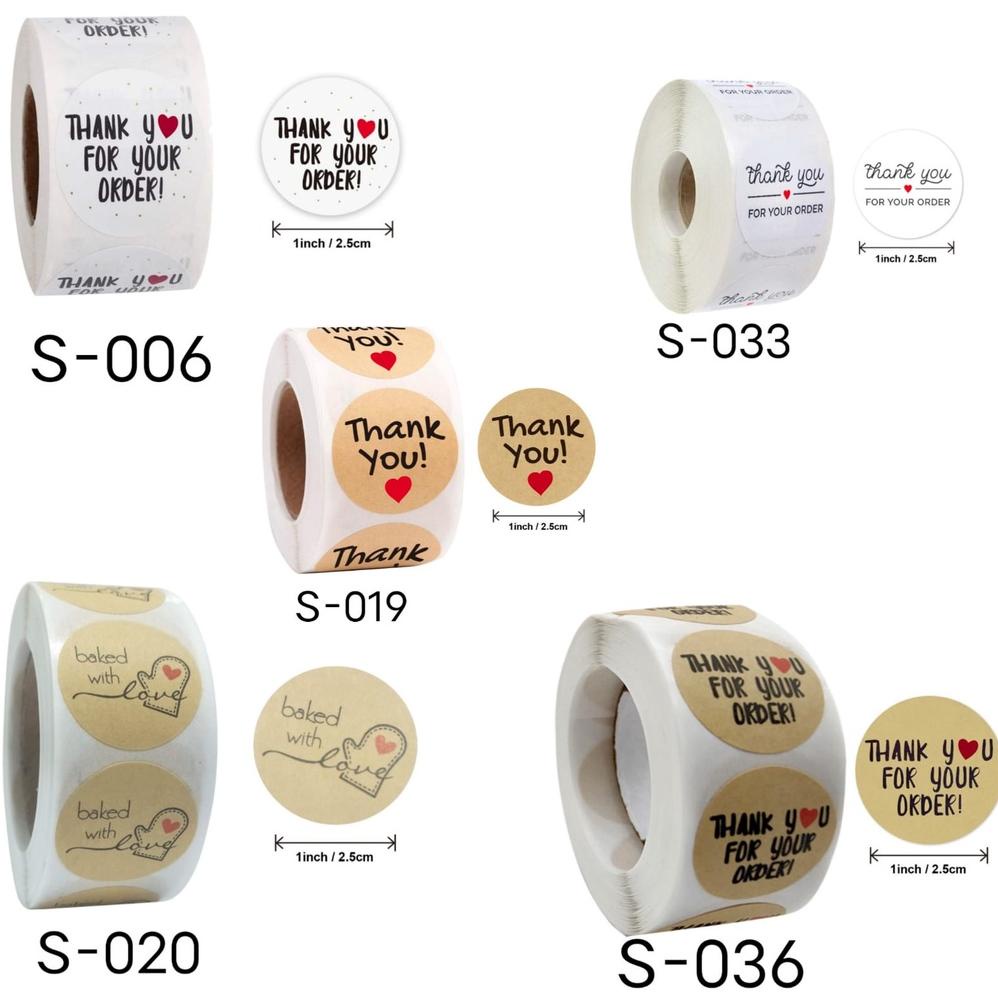 

BAKINDO 1 Roll (500pcs) Stiker Label 2.5cm stiker Thank you for your order untuk cookies packaging