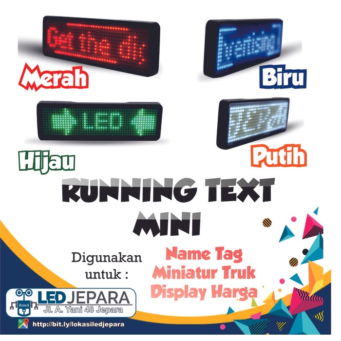 Katlen Papan Nama Led Badge Running Text Mini