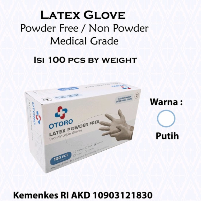 otoro handscoon latex non powder sarung tangan gloves latex murah