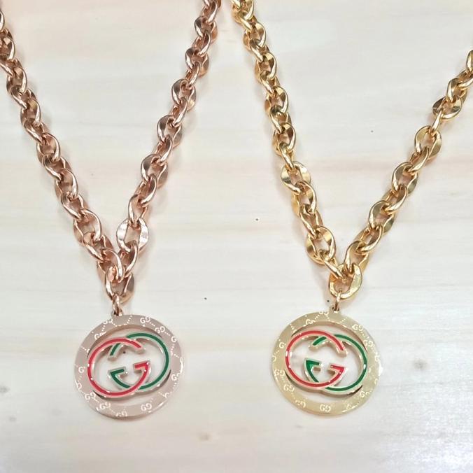 Ready Kalung Titanium Steel Kalung Panjang Wanita Liontin Gucci Colors Pengiriman Cepat