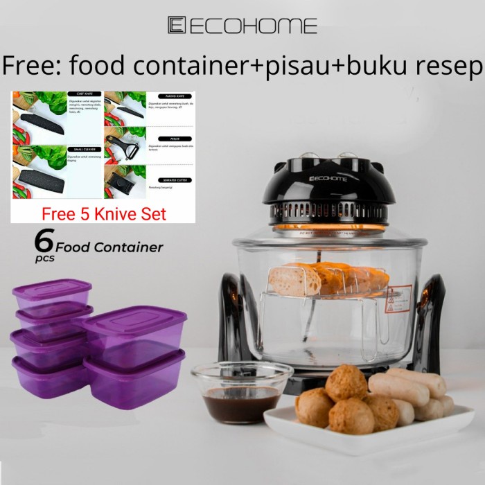 Oven Halogen Ecohome Air Fryer Portable Low Watt Eho-777