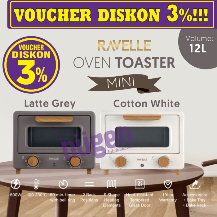 Ravelle Oven Listrik Toaster Mini 12L 12 L 12 Liter - Korean Mini Oven