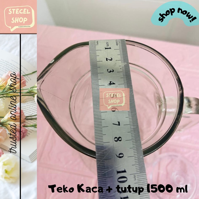 Pitcher Kaca 1500 Ml / Teko Kaca Tebal + Tutup 1.5 Liter