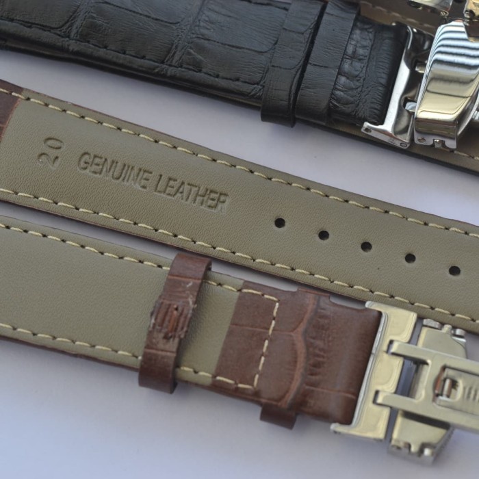 Strap tali jamtangan kulit motif croco butterfly