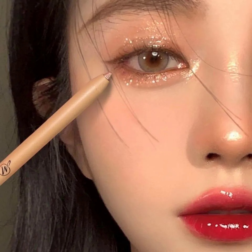 Diamond Glitter Eyeshadow Liner Pencil Eye Makeup Highlighter Waterproof Matte Pink Silkworm Champag