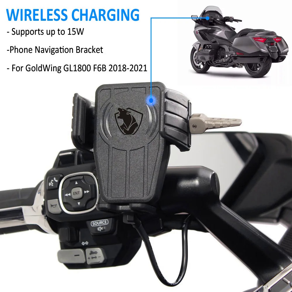 ❤Gold Wing Motorcycle Wireless Charging GPS Phone Holder Navigation Bracket For HONDA GoldWing GL 18