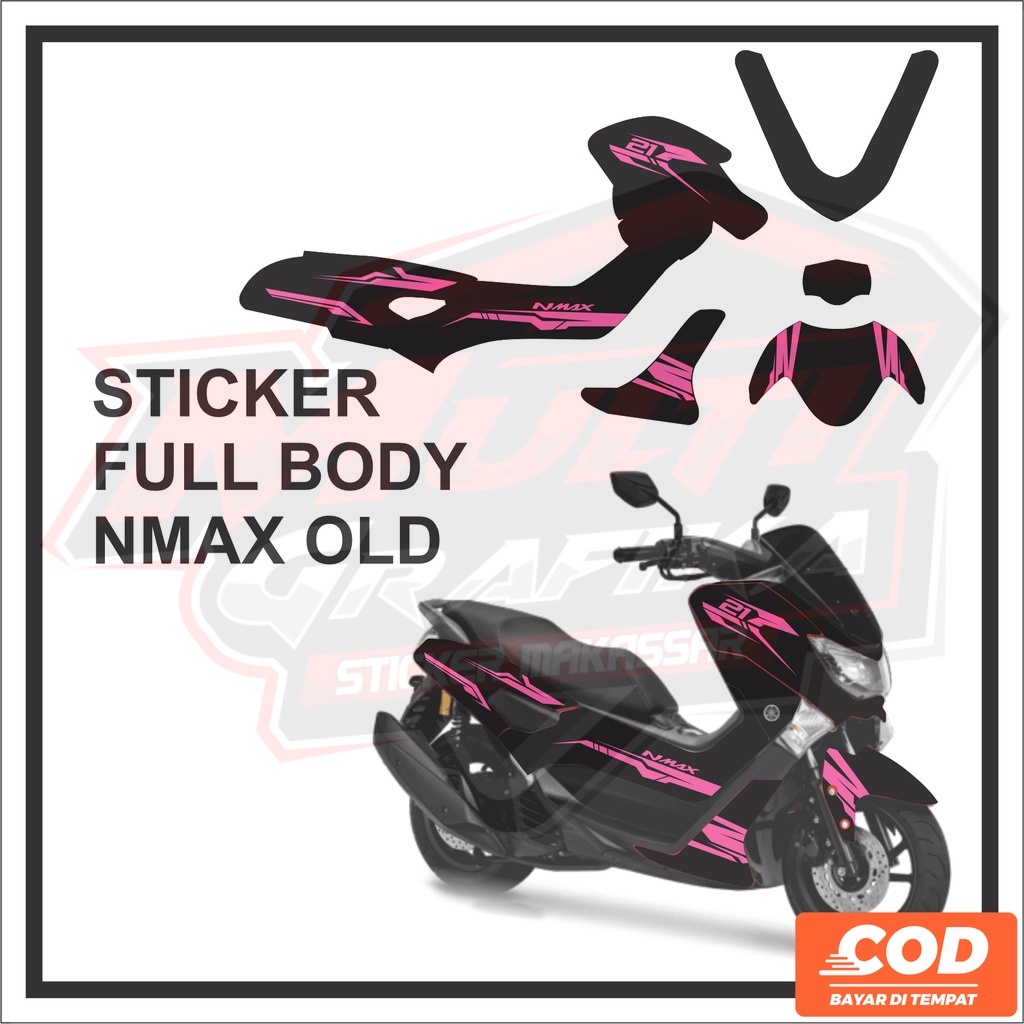 Stiker Decal Motor YAMAHA NMAX OLD Full Body Sticker NMAX LAMA Motif Hitam Pink Bisa Request Nama