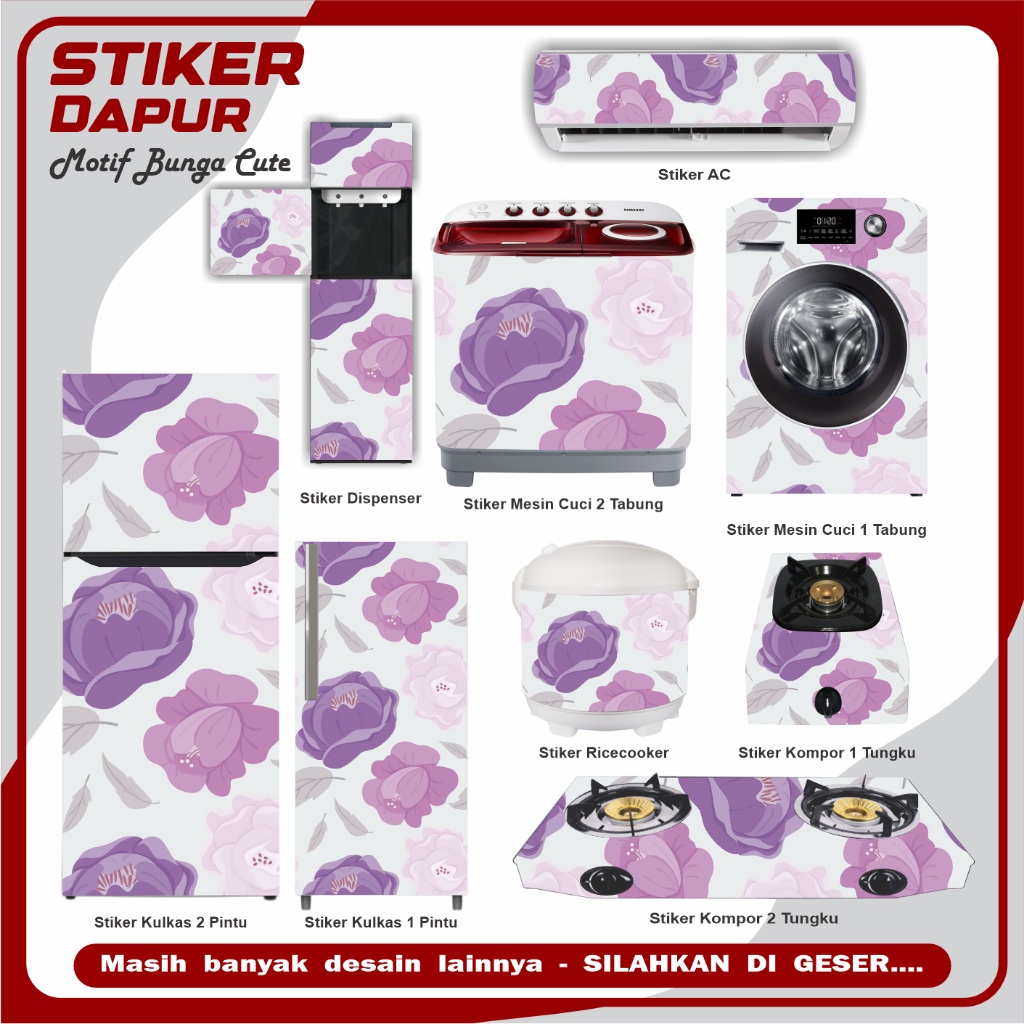Stiker Kulkas Ac Kompor Mesin cuci Motif Bunga2 Cute 0.975164807488217