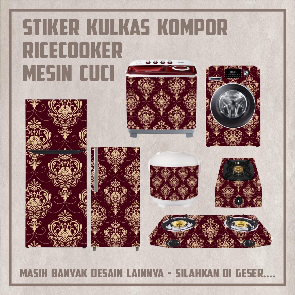 Stiker Mesin cuci 1&2 tabung Sticker Penanak nasi ukuran kecil besar Stiker Kulkas Stiker Kompor