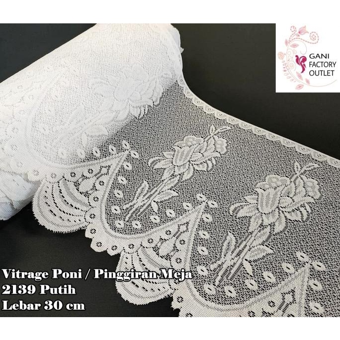 populer] Vitrage Poni / Renda / Pinggiran Meja Meteran Ukuran T 30 cm Kode 2139
