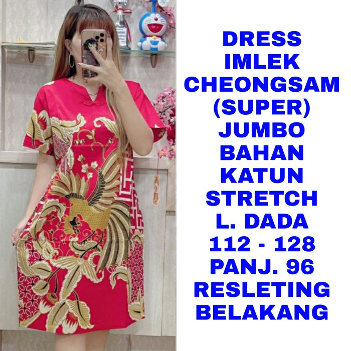Early- Wk Dress Batik Cheongsam Wanita Super Jumbo Baju Imlek Sincia Ld 130