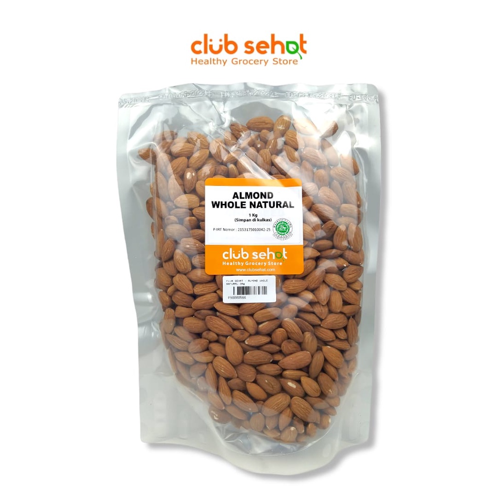 

Club Sehat - Kacang Almond Utuh Mentah Tanpa Kulit Dengan Kulit Ari / Almond Mentah / Raw Almond 1Kg