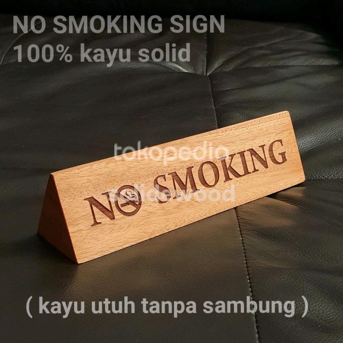 best seller] No smoking sign table wood reserve tag meja tanda dilarang merokok