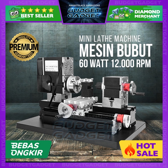 Promo Mesin Bubut Mini Lathe Wood Metalworking Diy 60W Tool The First