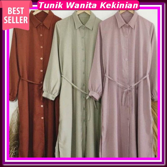 Blus Tumik Remaja Import Baju Muslim Dewasa Perempuan Long Blouse Viral Tunik Kaos Belah Samping Kan