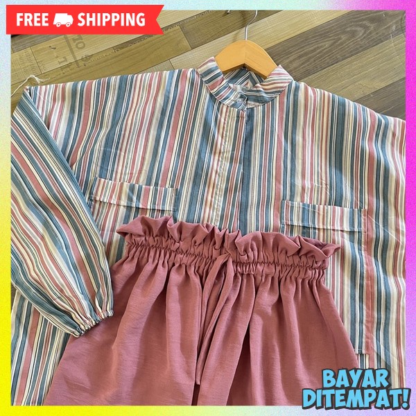 Setelan Baju Terbaru 2023 Stln Pakean Perempuan Dewasa Korea 1 Set Remaja Set Baju Dan Celana Outfit