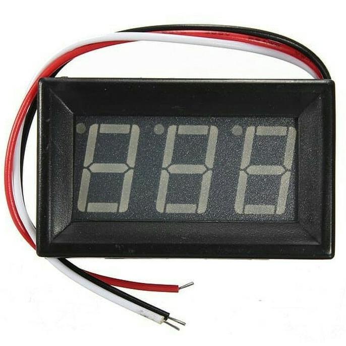 DELLAS volt meter DC 3 kabel bisa 2 kabel 100V dc 3 digit + frame voltmeter