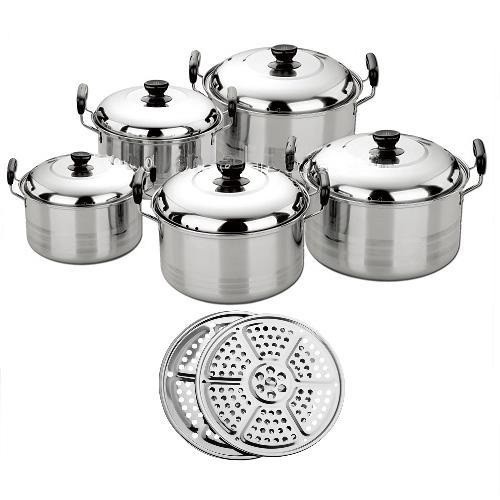 Promo Panci Set 5Pcs+Kukusan/Steamer-Kingko-Homelux-555-Stainless