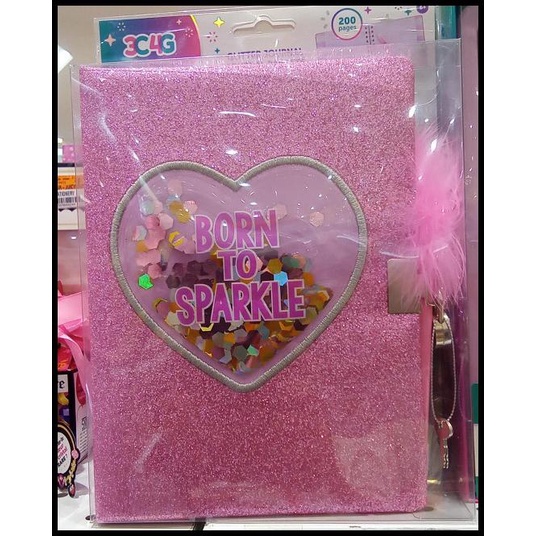 

DISKON SALE: 3C4G GLITTER JOURNAL BOOK SET BORN TO SPARKLE PINK ORIGINAL !!