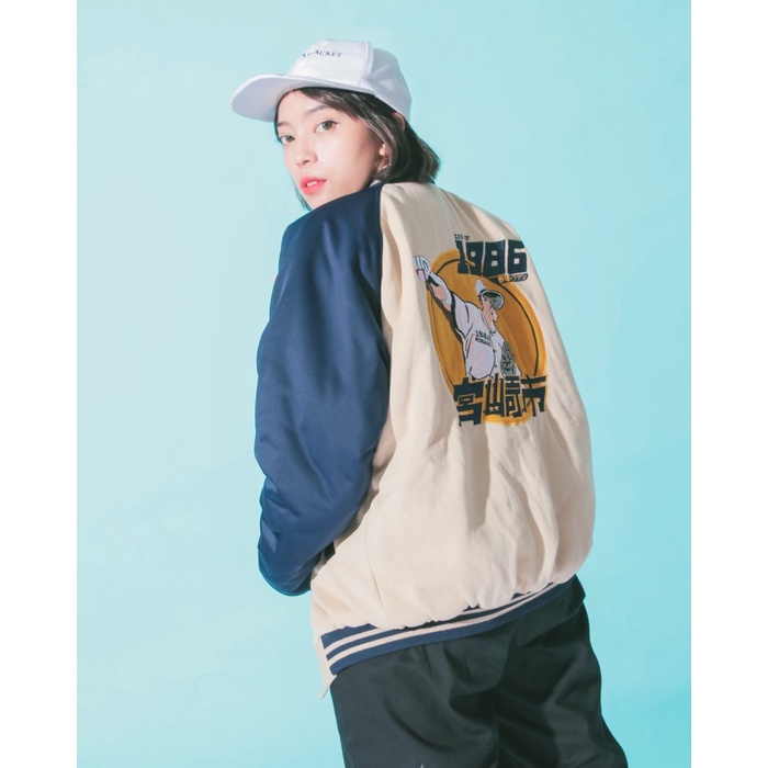 Miyazaki Club Of 1986 Varsity Baseball Jepang Vintage Jaket Biru Navy