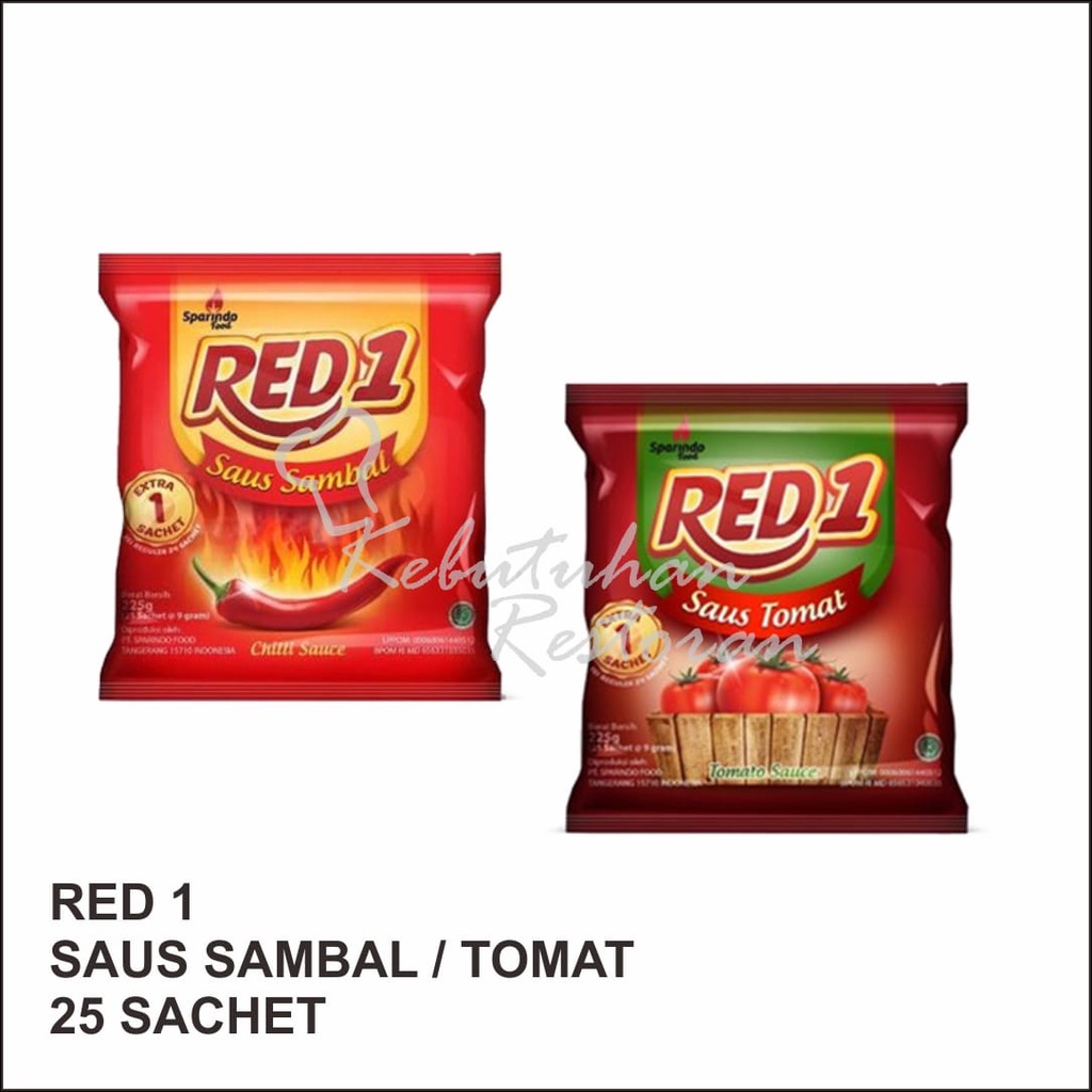 Agen!! 1 Dus (20 Pa) Saus Sambal Red1 / Saus Tomat Red 1 Sachet / Saus Saset - Persis Saus Kfc Dan