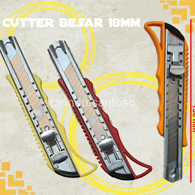 

$+$+$+$+] CUTTER 18 MM silet pisau cuter besar pemotong serbaguna kertas kabel