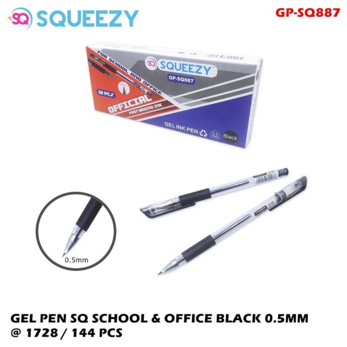 

Pulpen Gel Squeezy 0.5 mm / Pena Gel Pen Office Smooth