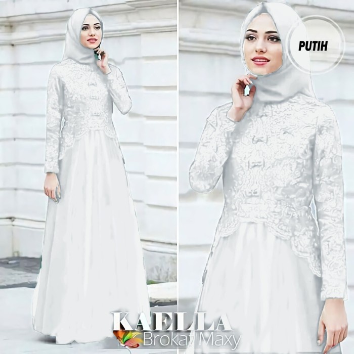 Baju Gamis Brukat Wanita Modern KAELLA MAXY Terbaru 2021