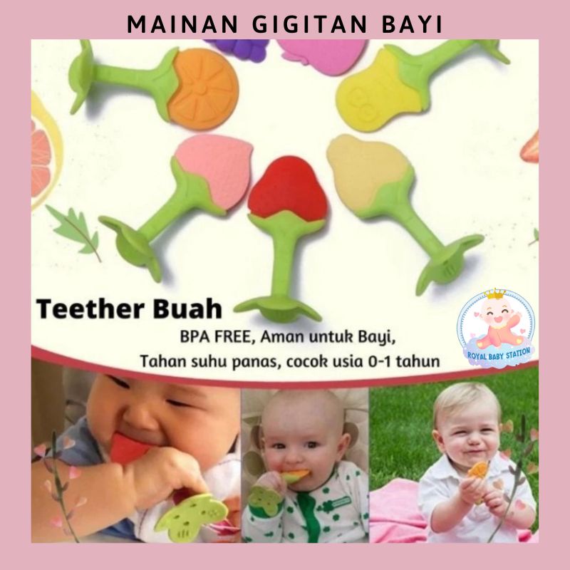 Mainan Gigitan Bayi Teether Buah Fruit Kenyal dan Aman