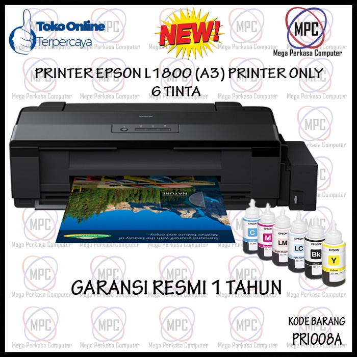 Printer L1800 A3 Printer Only 6 Tinta Resmi