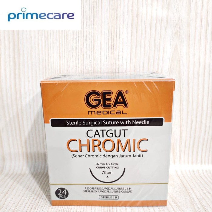 GEA Cat Gut Plain 3/0 / Cat gut Plain Benang dengan Jarum GEA box -Tatasie