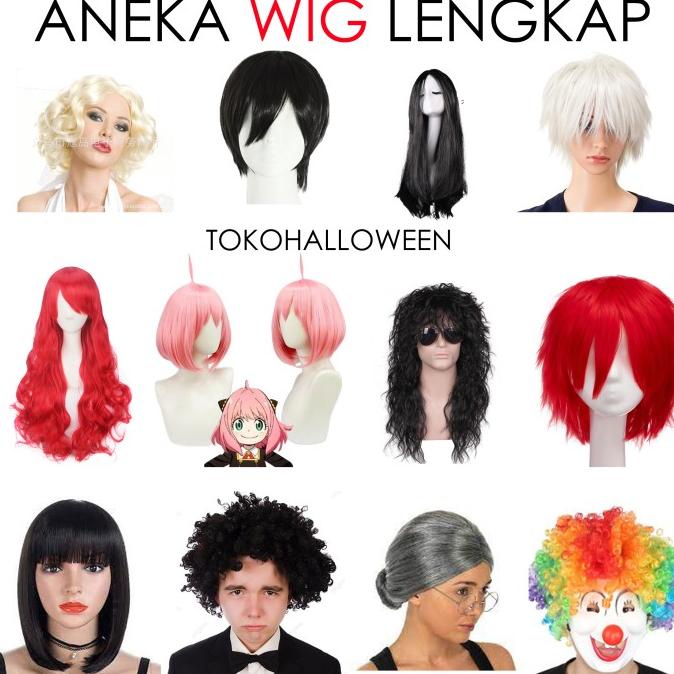 Wig Cosplay Rambut Palsu Anak Anya Kribo Badut Anime Merah Kode 898