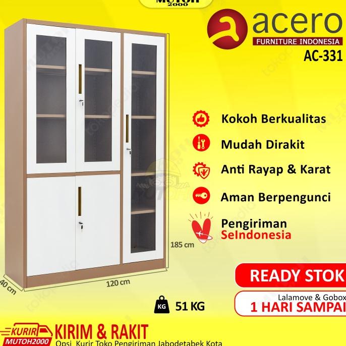 

Acero Ac-331 Lemari Arsip Besi Full Plat - Kombinasi 3 Pintu Swing Stok Terbatas