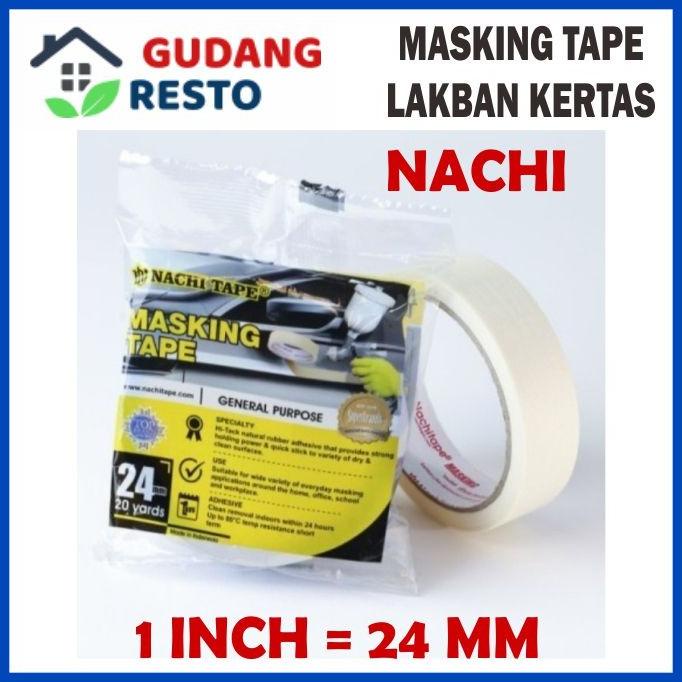 

=====] LAKBAN KERTAS NACHI 1 INCH 24 MM MASKING TAPE 20 YARD ISOLASI 1" 20 Y