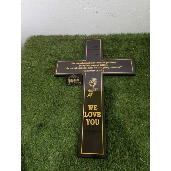 MAKAM TASIK - BATU NISAN GRANIT TILE BENTUK SALIB 40X60 1 LAPIS