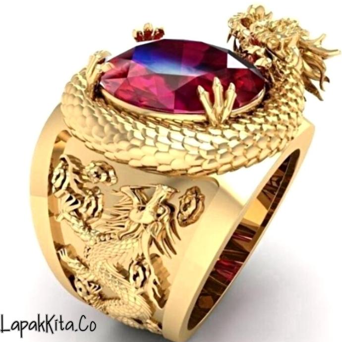 Cincin Pria Wanita Titanium Model Naga / Cincin Titanium Emas Naga