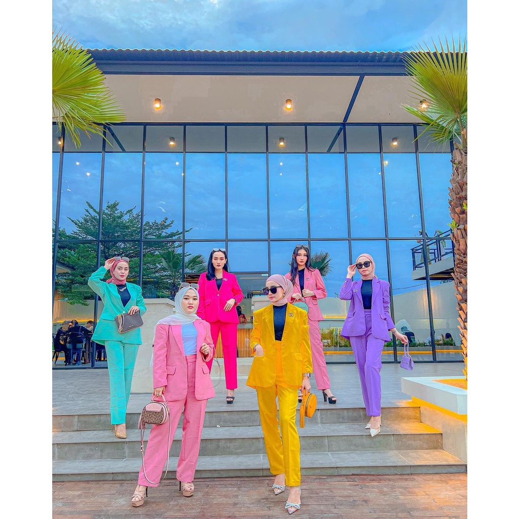 Setelan Blazer Wanita 1 Set  Terbaru 2023 Setcelan Blezerr Dewasa Hijab Setcell  Murah Bahan Oneset 