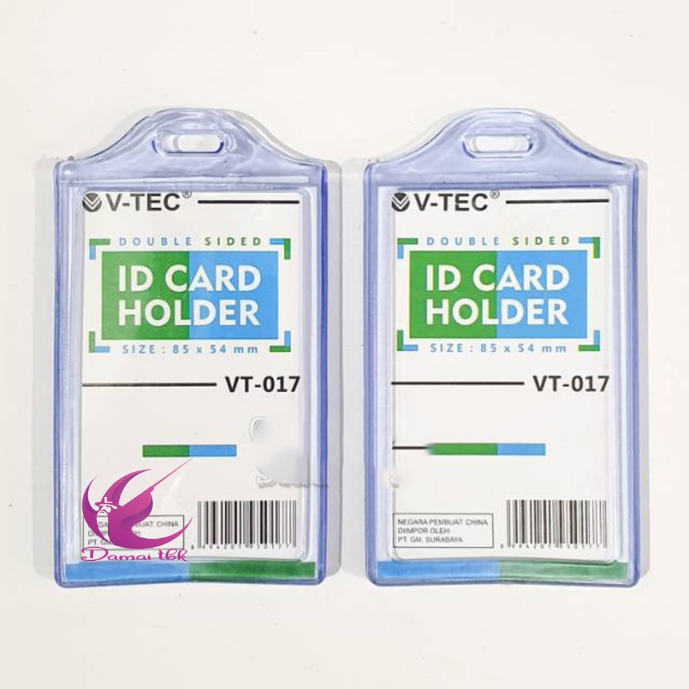 

V-tec name tag ID card holder double transparant plastik karet VT 017